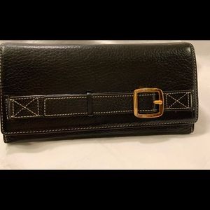 MAXX BLACK leather WALLET WITH GOLD BUCKLE.